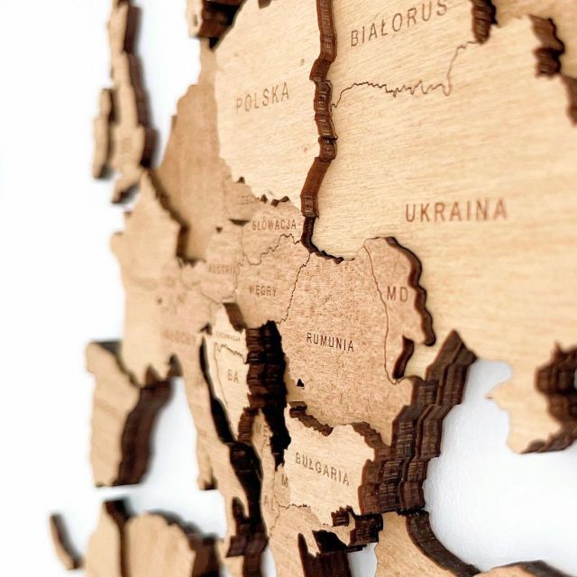 Szczegóły mapy świata z drewna