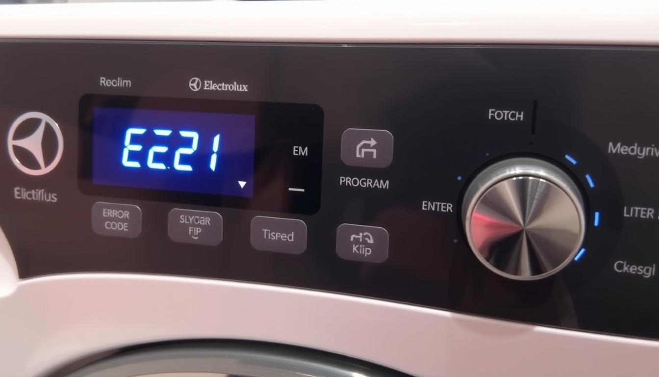 Pralka Electrolux z wyświetlaczem pokazującym kod błędu wymagający jak zresetować pralkę Electrolux
