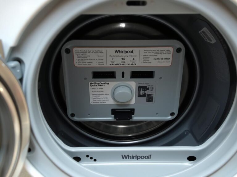 Pralka Whirlpool z otwartym panelem sterowania pokazująca jak zresetować pralkę Whirlpool