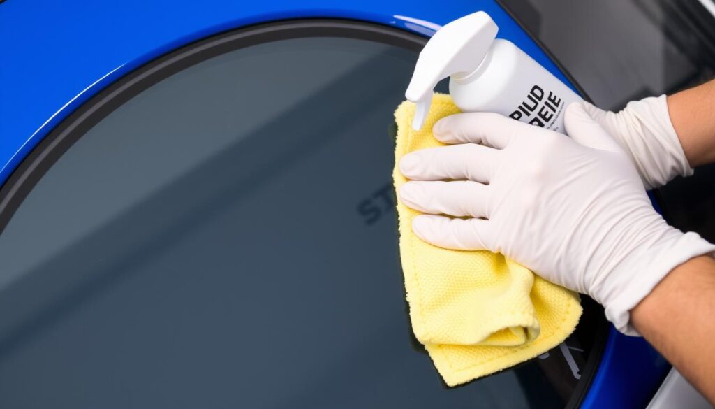 Czyszczenie plastikowej powierzchni przed usuwaniem rys