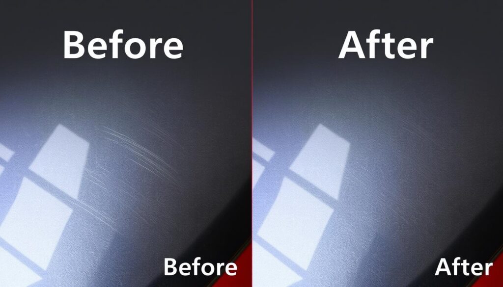 Efekt końcowy po usunięciu głębokich rys z plastiku