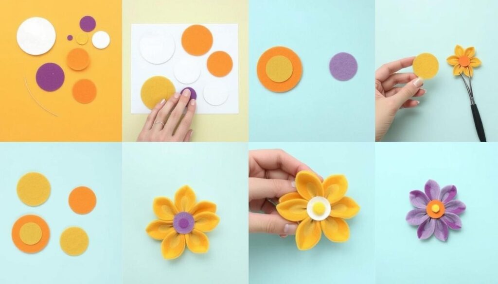 Etapy tworzenia prostego kwiatu z filcu