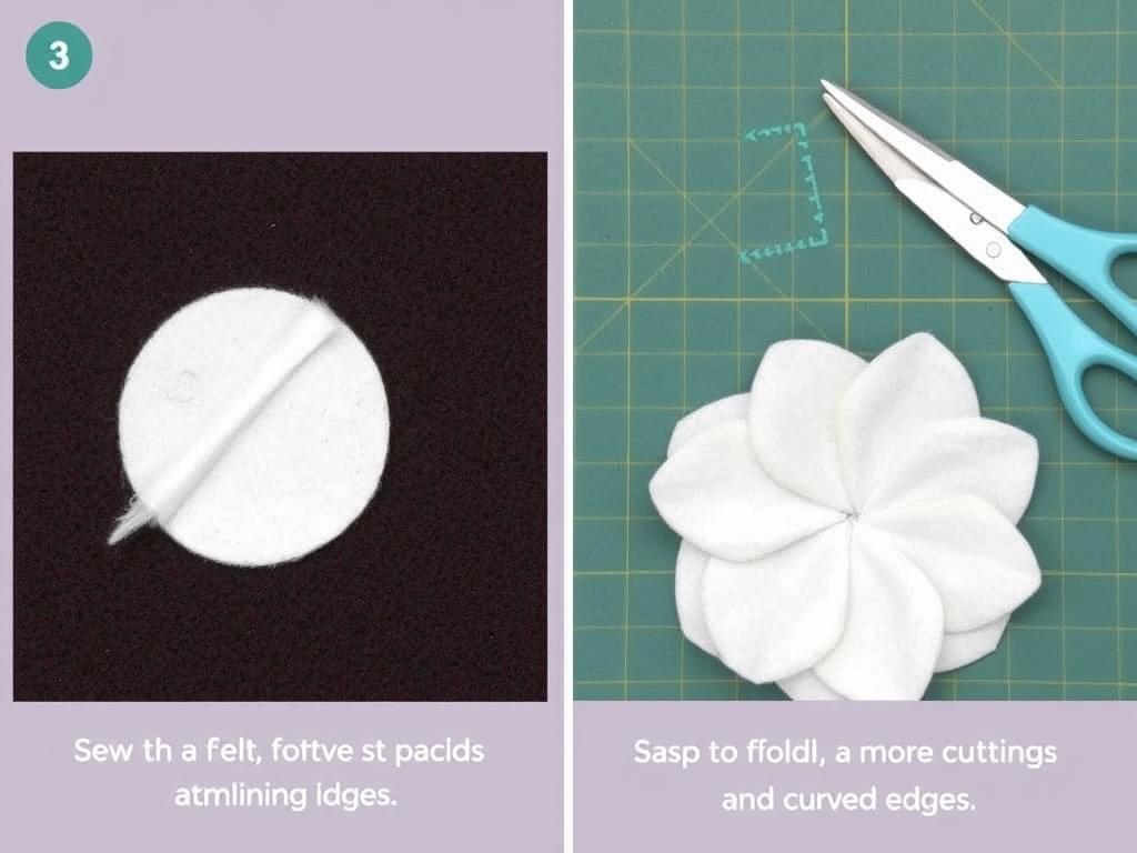 Formowanie płatków kwiatu z filcowych kół