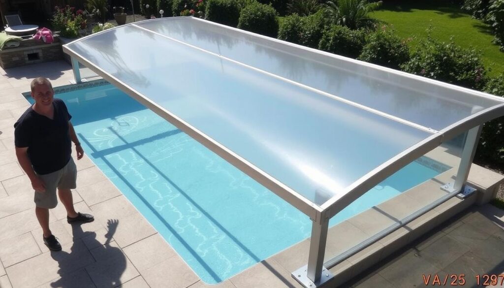Gotowe zadaszenie basenu wykonane samodzielnie metodą DIY
