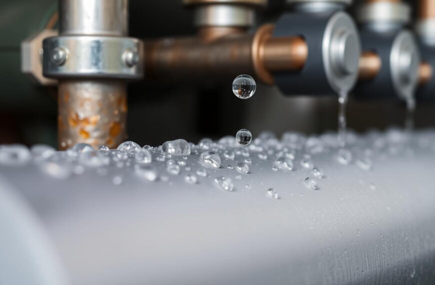 Kapie woda z pieca gazowego - widok skraplającej się wody na rurach odprowadzających