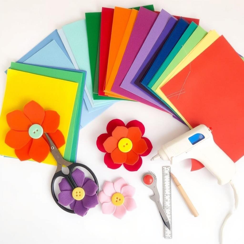 Materiały potrzebne do zrobienia kwiatów z filcu