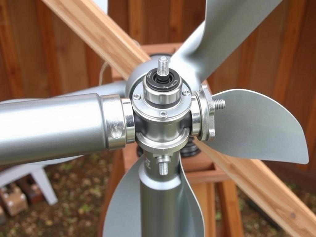 Oś wiatraka ogrodowego przygotowana do montażu śmigła