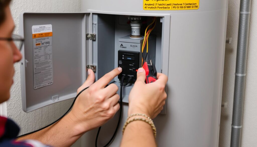 Osoba sprawdzająca bojler elektryczny