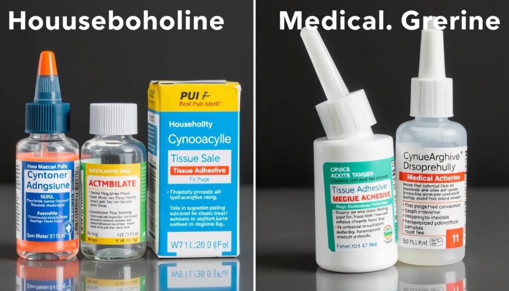 Porównanie kleju cyjanoakrylowego do użytku domowego z medycznym klejem tkankowym