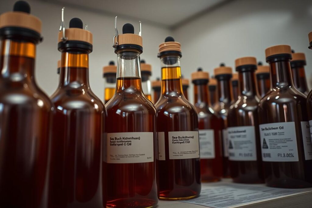 Prawidłowe przechowywanie oleju z rokitnika w ciemnych butelkach