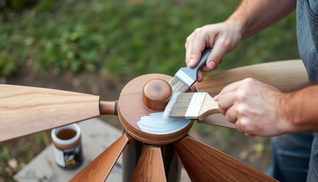 Proces impregnacji śmigła do wiatraka ogrodowego