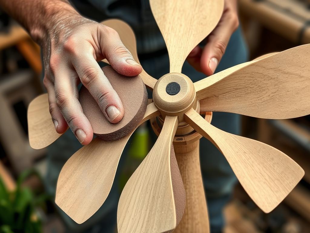 Proces szlifowania i profilowania łopat śmigła do wiatraka ogrodowego