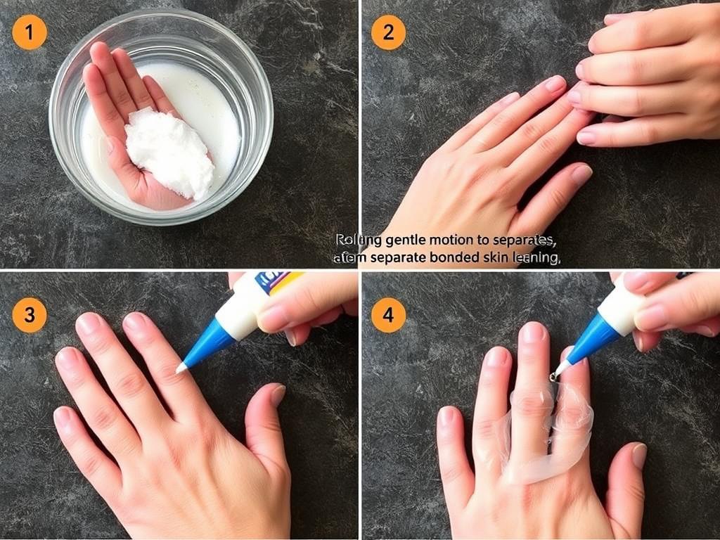 Proces usuwania kleju Kropelka ze skóry przy użyciu ciepłej wody z mydłem