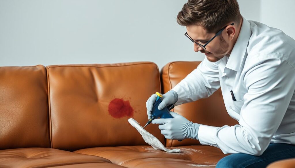 Profesjonalne czyszczenie skórzanej kanapy z plam po długopisie