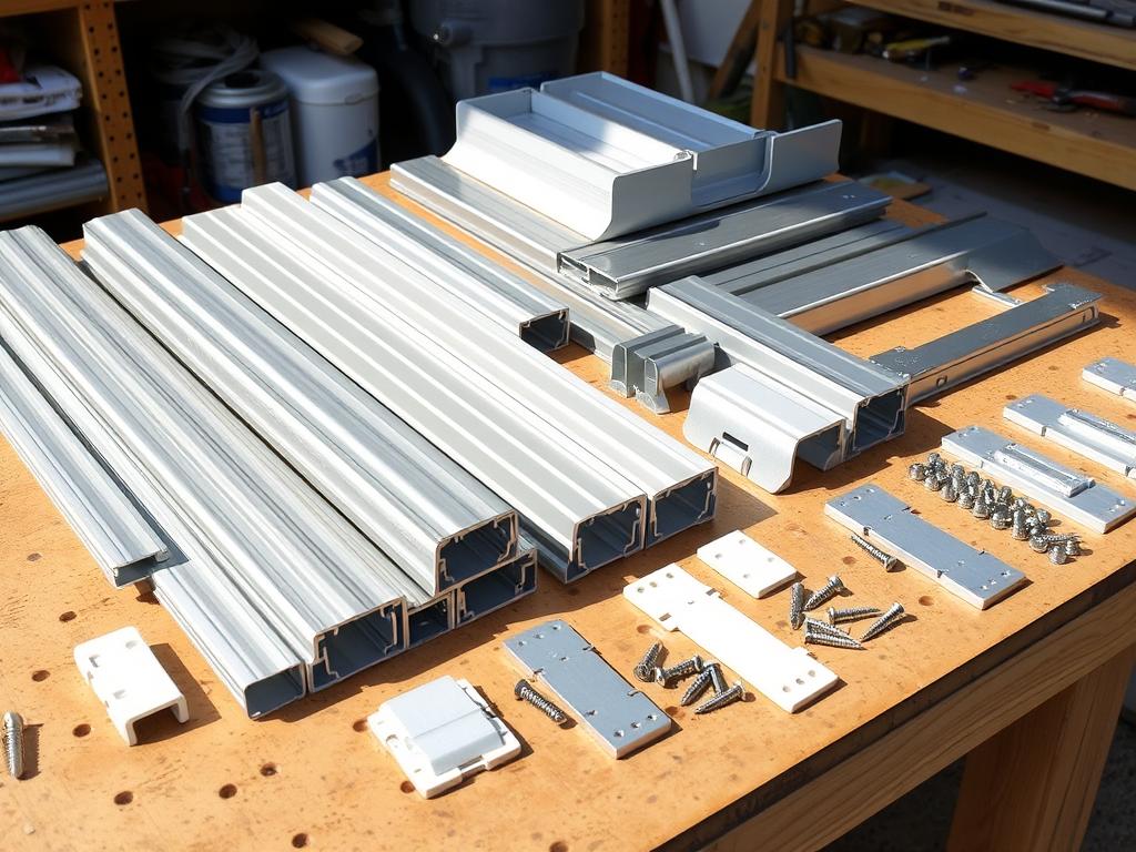 Profile aluminiowe i łączniki do konstrukcji zadaszenia basenu