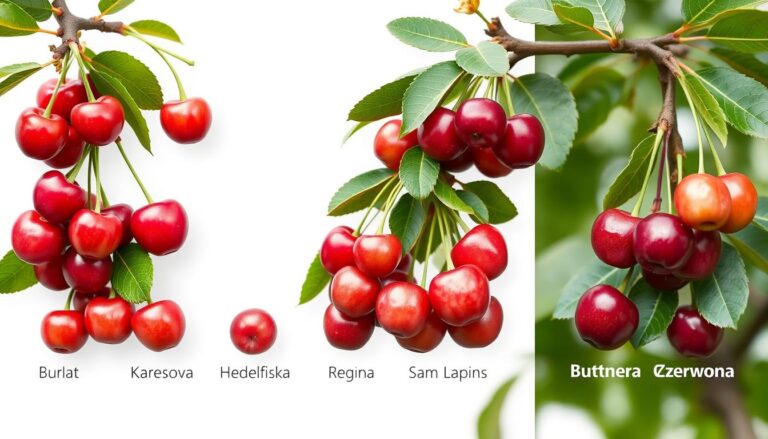 Różne odmiany czereśni z podziałem na wczesne, średniowczesne i późne