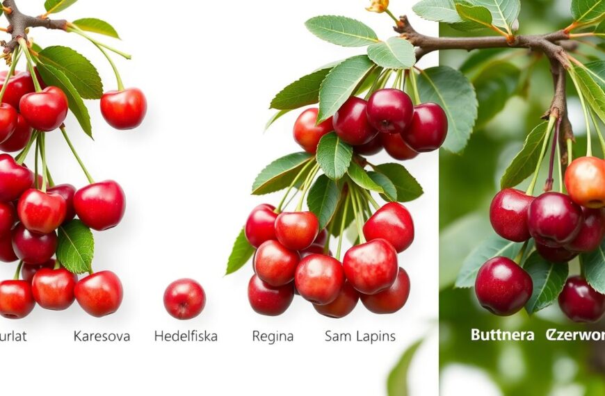 Różne odmiany czereśni z podziałem na wczesne, średniowczesne i późne