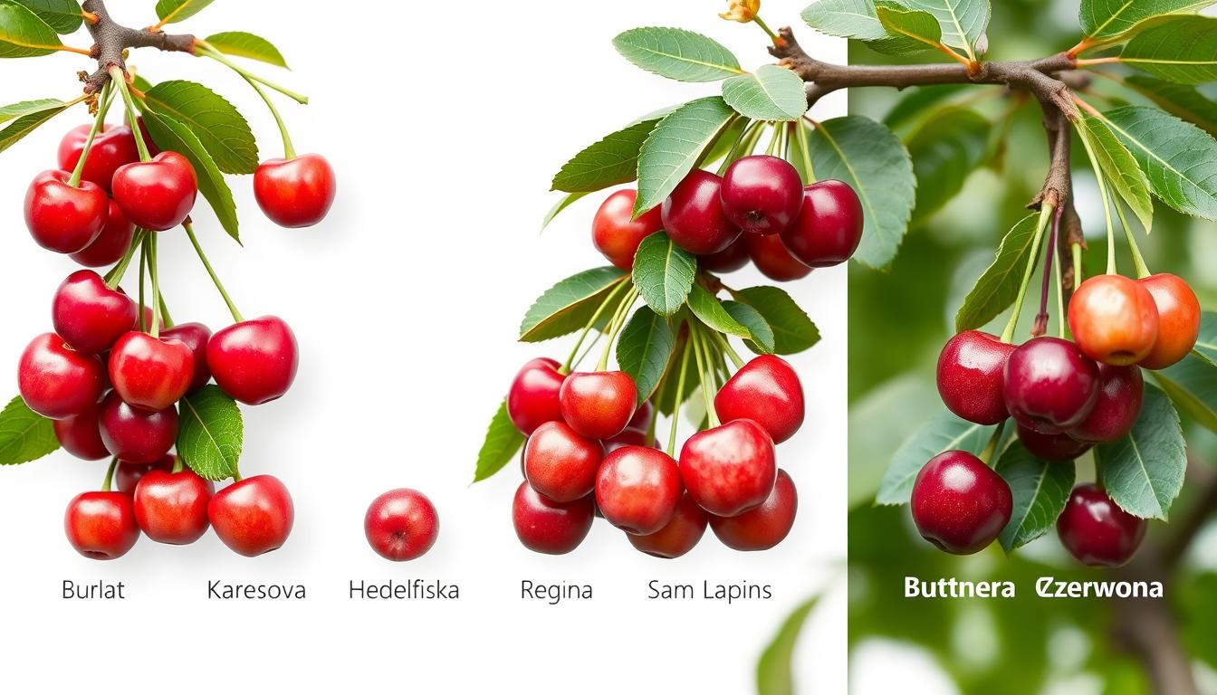 Różne odmiany czereśni z podziałem na wczesne, średniowczesne i późne