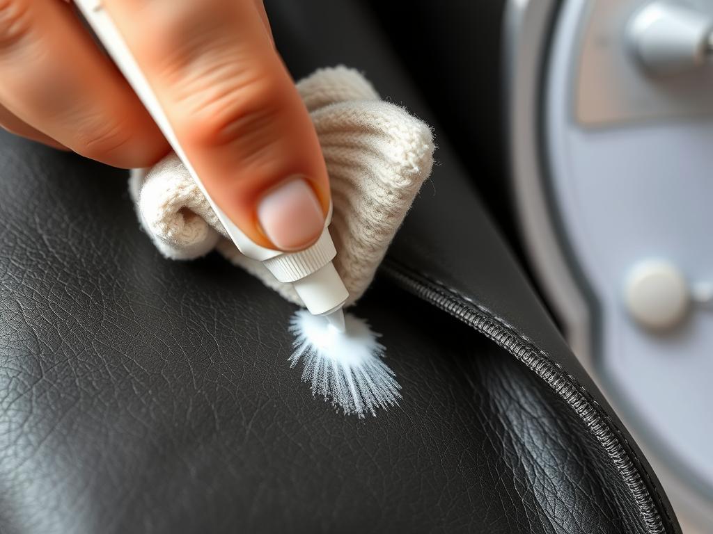 Usuwanie plamy z długopisu z ekoskóry za pomocą pasty do zębów