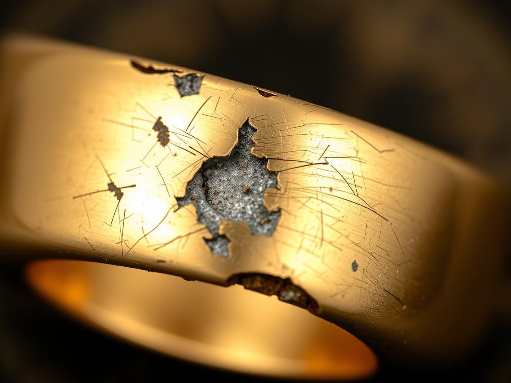 Uszkodzona obrączka po niewłaściwym polerowaniu, ostrzeżenie jak nie usuwać rys z obrączki