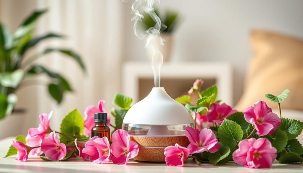 Zastosowanie olejku z geranium w aromaterapii - dyfuzor z olejkiem